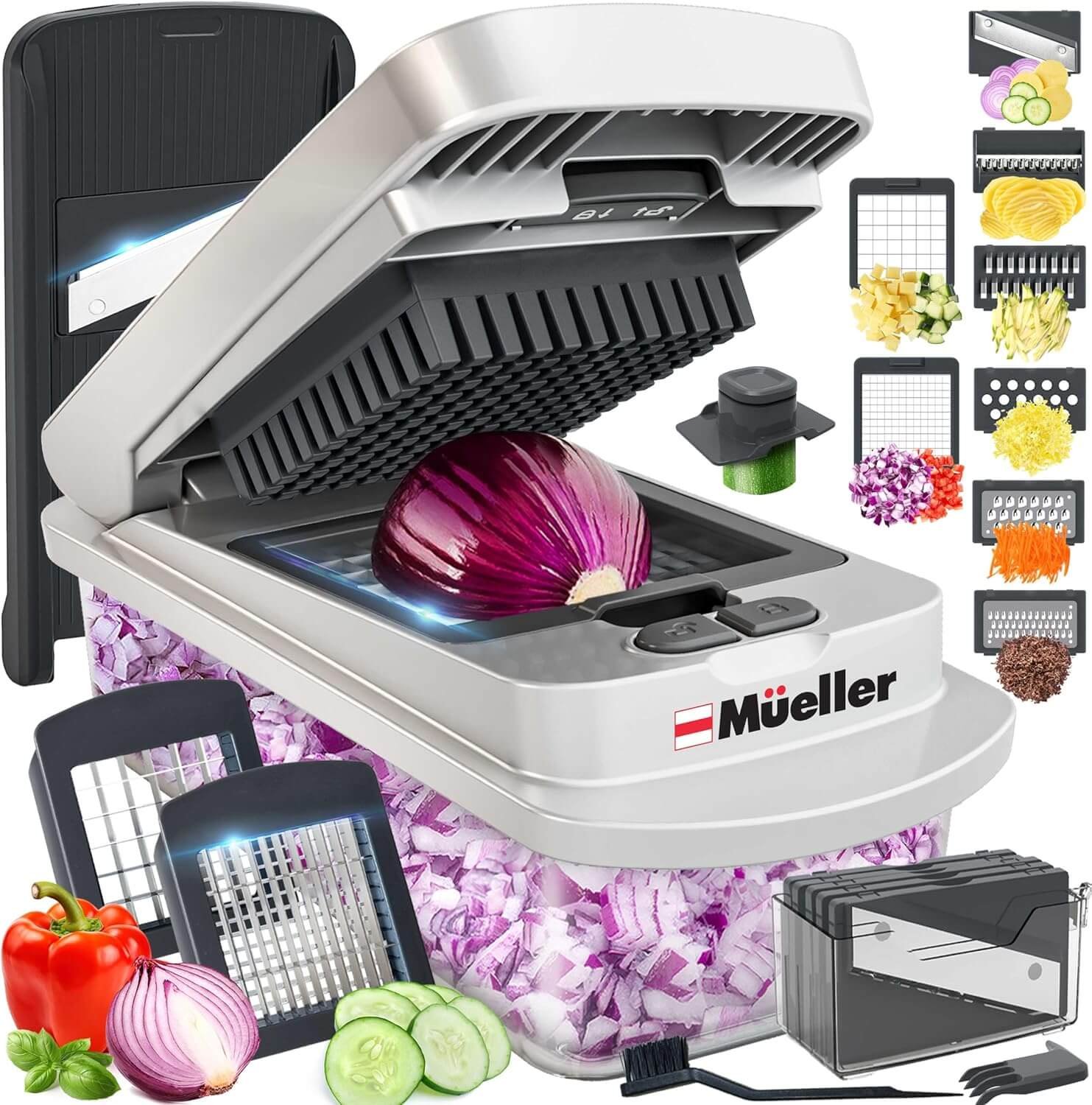 Mueller The Real Original Pro Chopper since 2013 Vegetable Chopper Mandoline Slicer, 8 Blade Food Veggie Chopper Onion Vegetable Cutter with Container, Kitchen Gadgets & Essentials